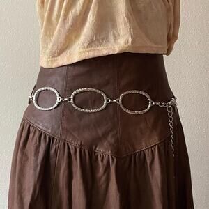 Y2K vintage 2000s silver disc chain belt